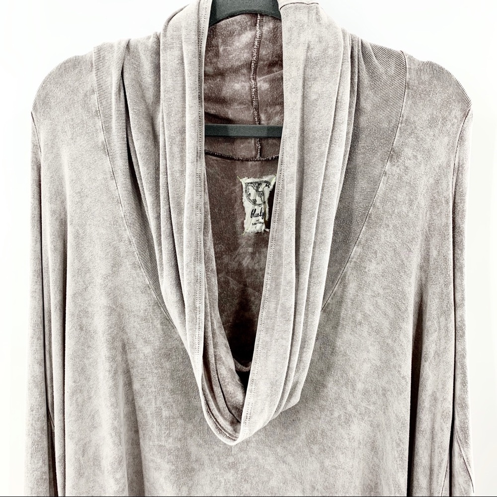 Blue Life Gray Acid Wash Oversized Cowl Neck Top - Picture 6 of 8